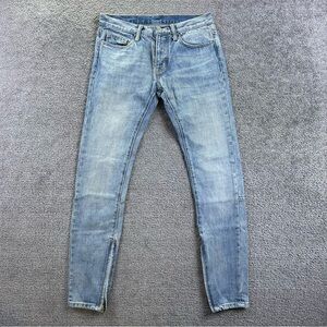 MNML Jeans Skinny Blue Denim Slim Straight Biker Size 28 Fit 29x32 Zip Ankle